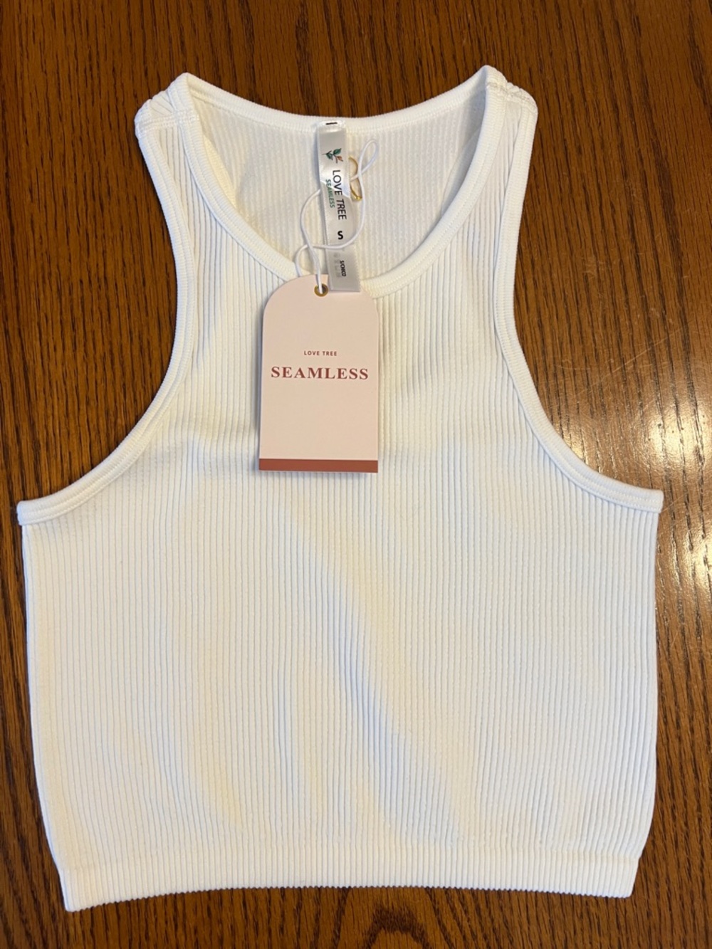 Love Tree White Ribbed Seamless Crop Tank